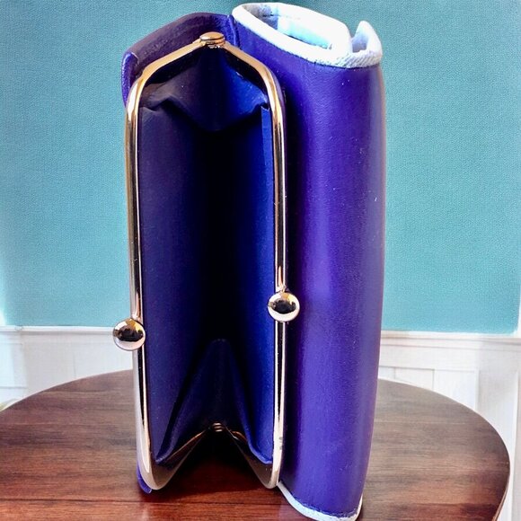 SMITHY Vintage Coin Wallet Nappa Cowhide Purple Leather Tri-Fold New Defects - Picture 5 of 15